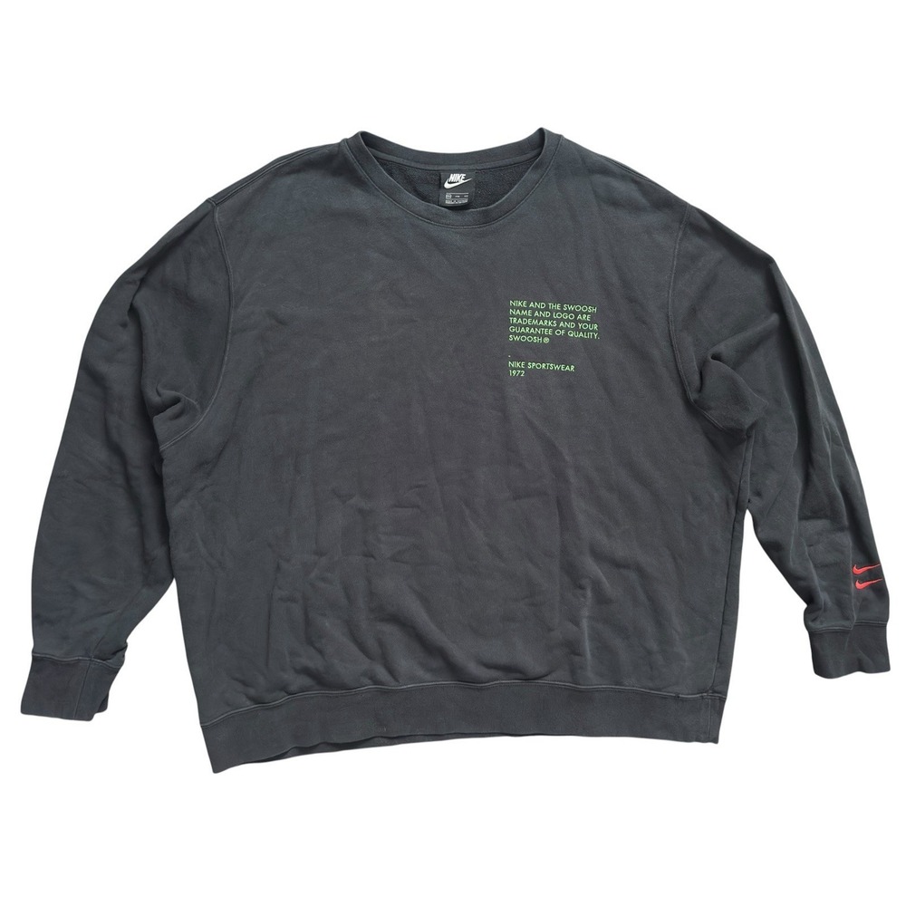 Nike Sportswear Black Swoosh Pullover‎ Crewneck Sweatshirt Size XXL READ